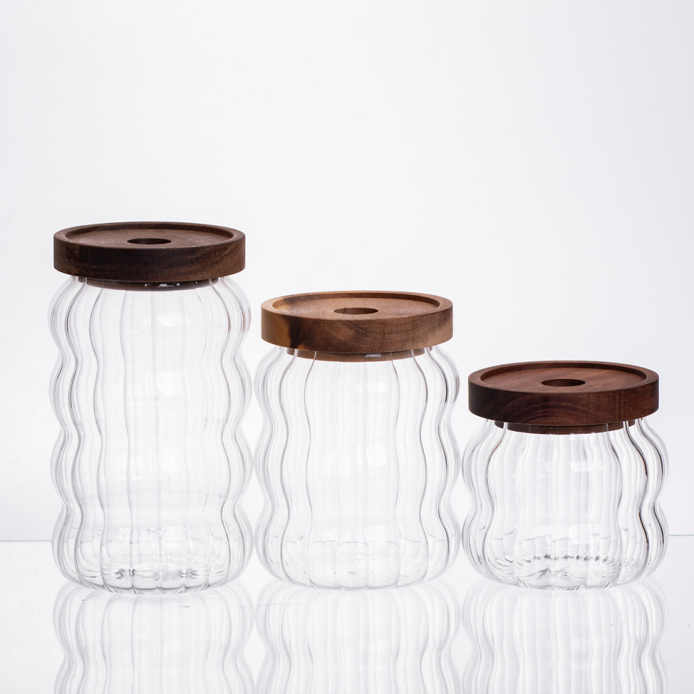 Yiwu Набір банок для зберігання 3 штуки з бамбуковими кришками 400/600/800 мл 64486-14 Коломыя - изображение 2