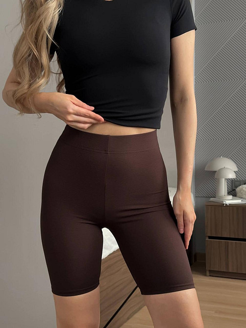 Женские базовые повседневные эластичные велосипедки Рубчик Нейлон Шоколад, 44/46 Одесса - изображение 1