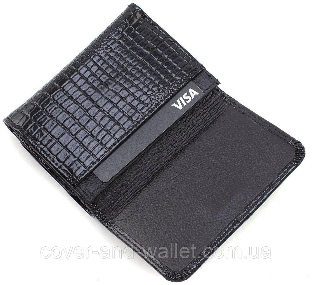 Красный лаковый маленький женский кошелек на магнитах с монетницей ST AE 403 Черный Киев - изображение 3