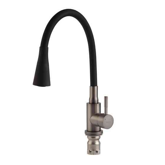 Змішувач для кухні Mixxus SEO-011-T Graphite Refl.Black з нерж.сталі SUS304 (Колір графіт,силіконовий вилив чорний) (MI8434) ( ( Харків