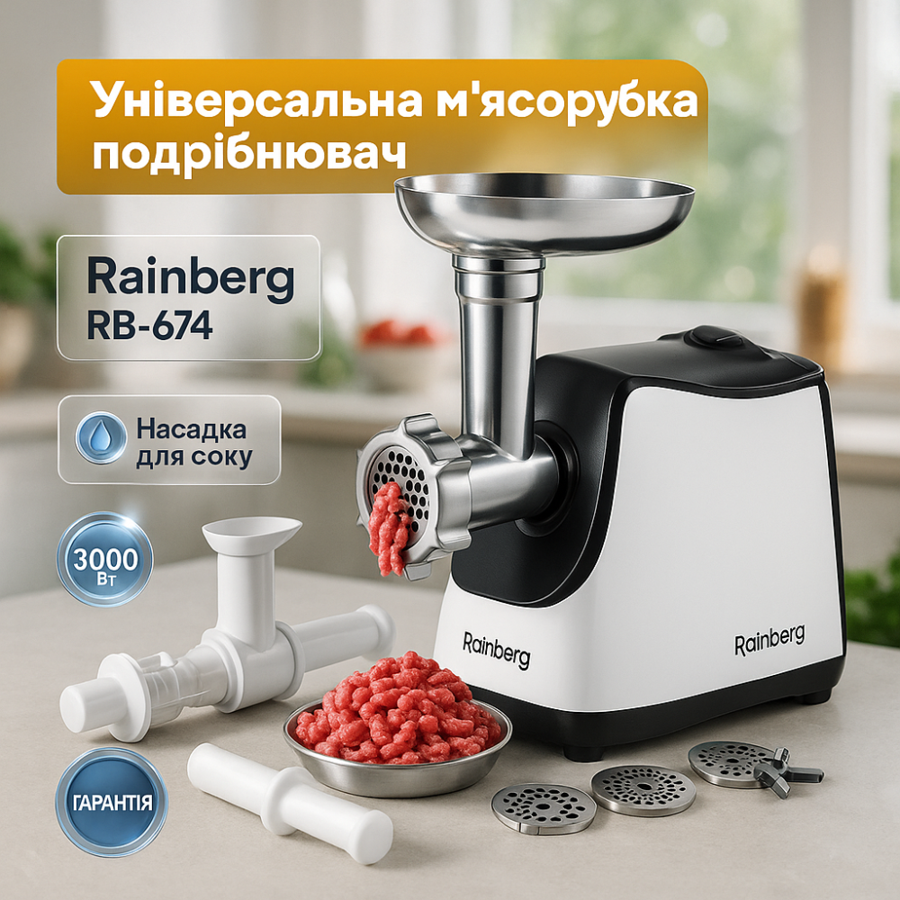 Електрична настільна м'ясорубка з насадками, Потужна м'ясорубка з насадками для ковбас AZ-51 Львів - фото 18