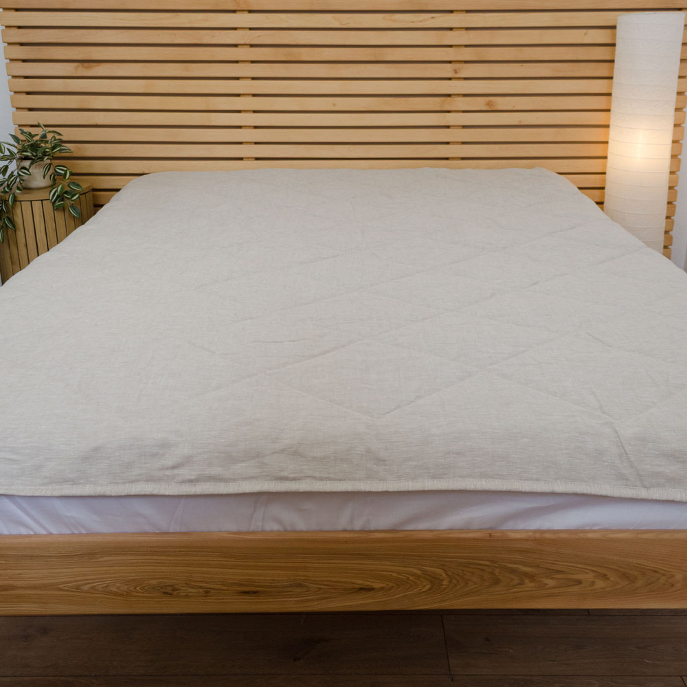 Одеяло конопляное летнее покрытие Лен YouStar евро 200х210 см (Светло-серый) Сумы - изображение 1