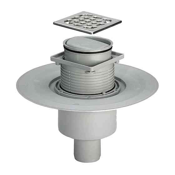 Трап с сухим затворомVIEGA ф50, нерж, решетка 100*100 , верт. пластик 583224 (000003625) Киев