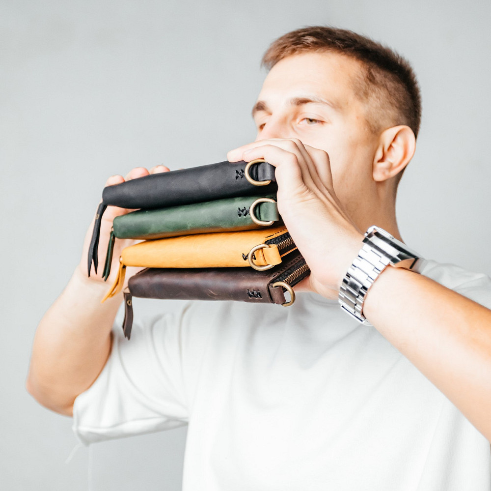 Чоловічий гаманець шкіряний, місткий гаманець із відділеннями на блискавці, Crazy HorseMasterSem Київ - фото 2