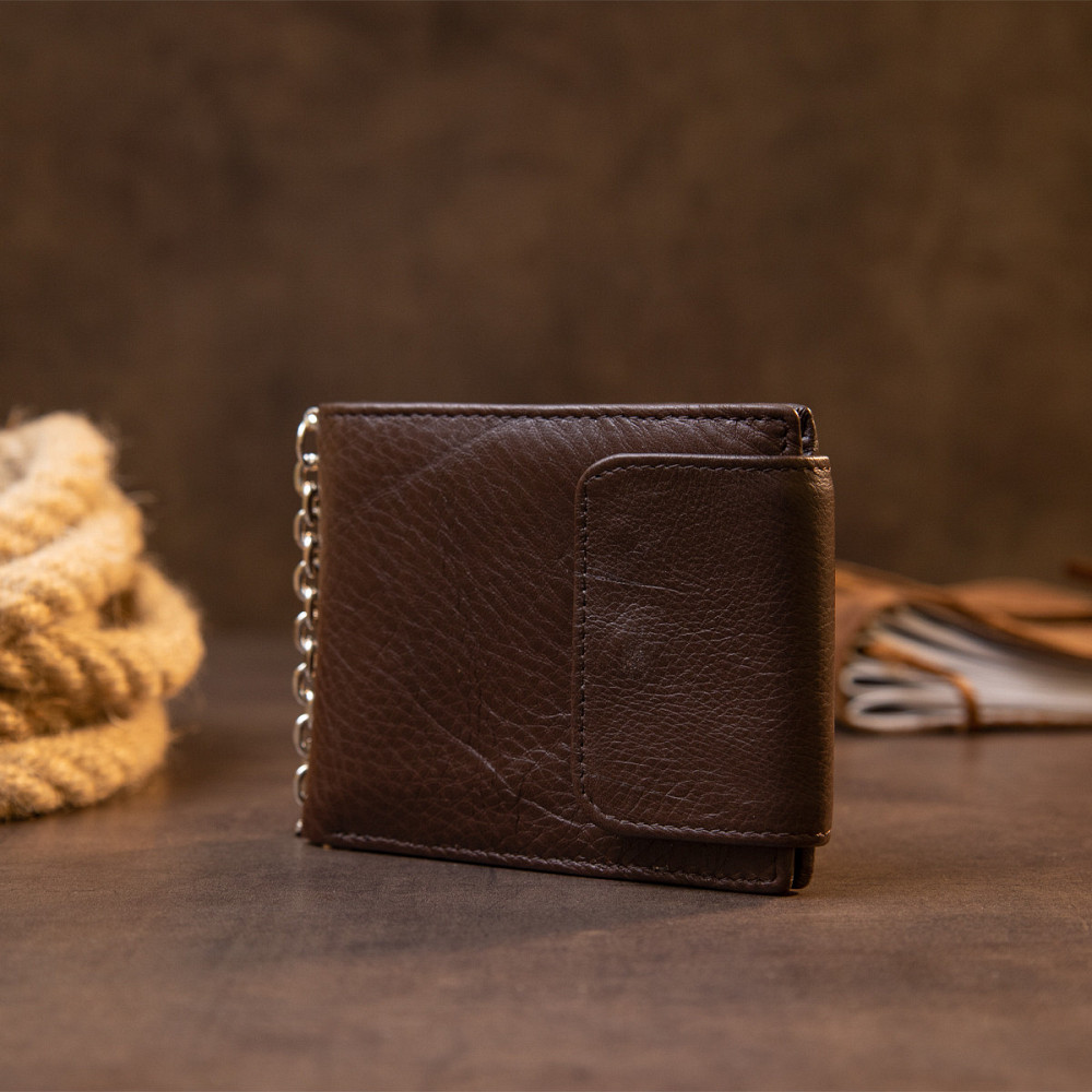 Портмоне унісекс з ланцюжком Коричневе (Vintage) Київ - фото 1