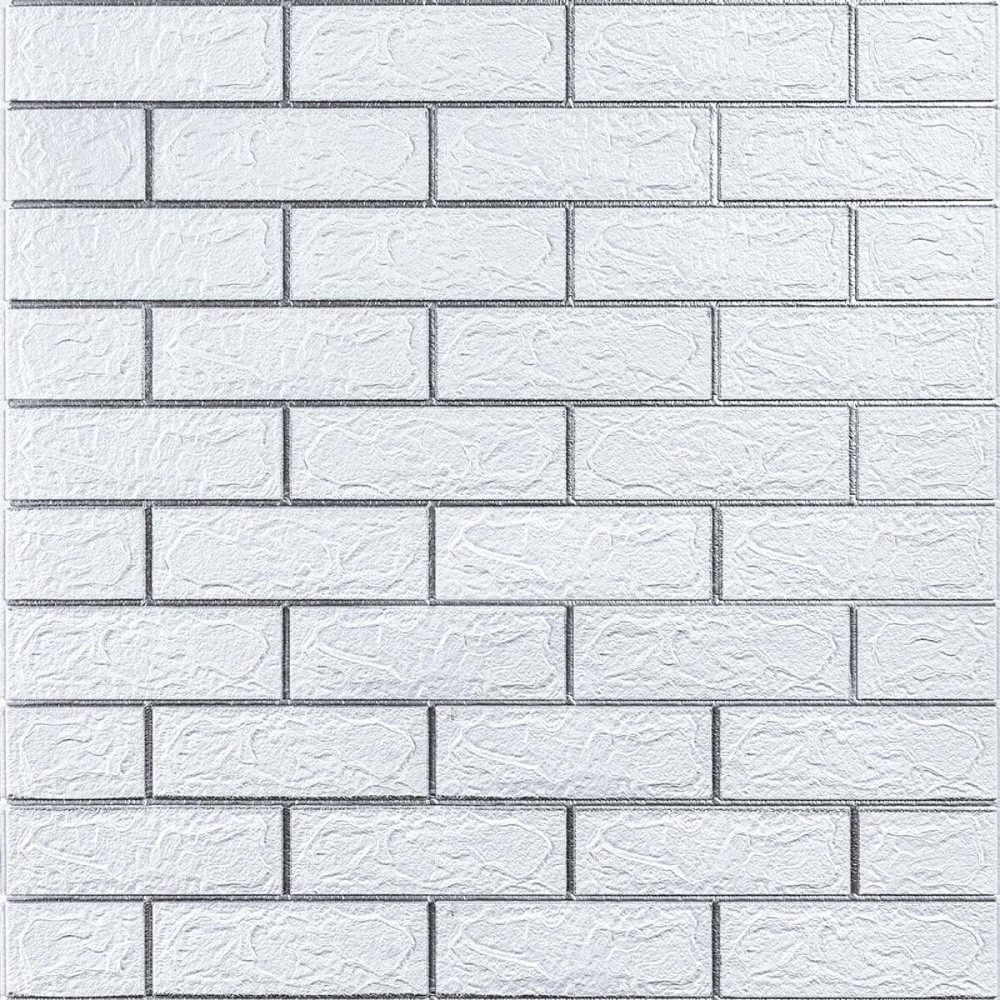 Самоклеющаяся 3D панель 700х770х3мм Белый кирпич полоска серебро (100-3) SW-00000752 Днепр - изображение 1