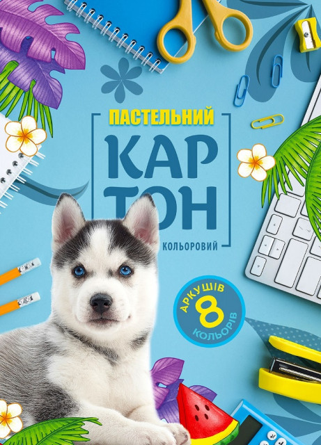 Картон кольоровий односторонній А4/8 арк."Мандарин" Пастельний в папці, 22114, шт Київ - фото 1