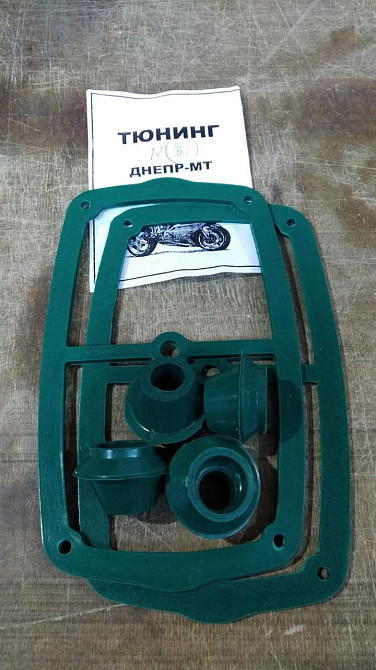 Прокладка кришки клапанів мотоцикл Дніпро, Мт (+косі, 2+4шт) (тюнінг зелені) Мукачево - фото 1