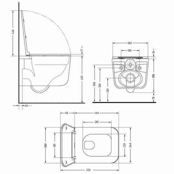 Унітаз підвісний Qtap Gemini Ultra Quiet 485×340×350 мм, Matt Black, із сидінням Slim Duroplast/Soft-close/Quick Release Київ