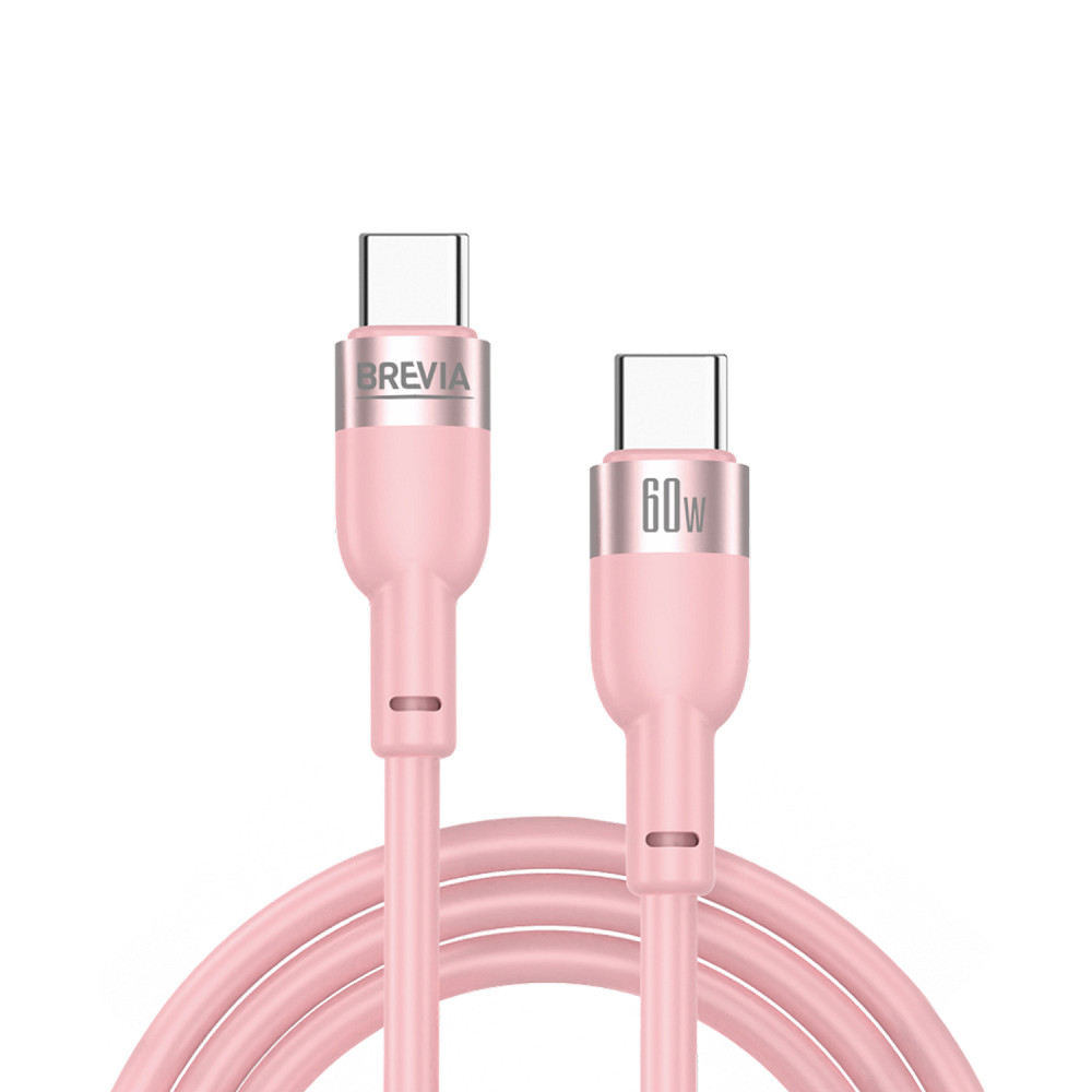 Кабель Brevia Type-C to Type-C 60W 1,2м, рожевий box (52120PCCC1) Львів - фото 1