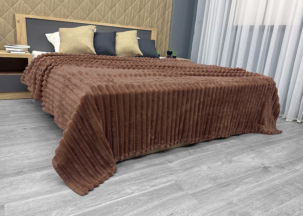 Плед-покривало смужка VIP Шарпей 200х230 см (+-10см) Коричневий (87-145) Київ - фото 4