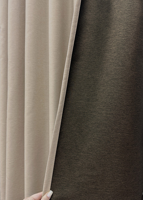 Комплект готових штор VR-Textil Блекаут двосторонній Eclipsе № 1816ш Бежевий 100х270 см 2 шт (31-899) Київ - фото 15