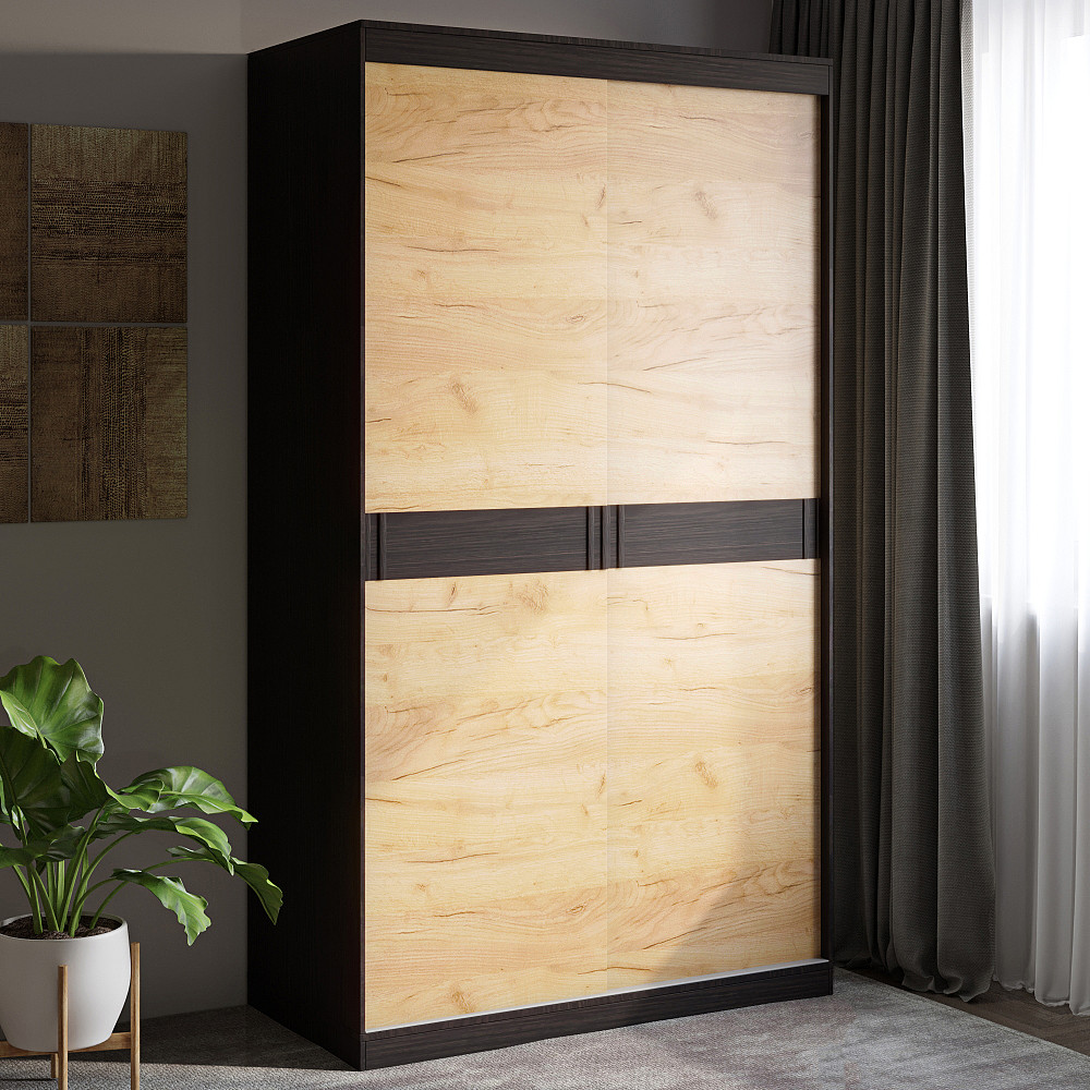 Шафа-купе Еверест Соната 1200 дводверна 120х60х217 венге темний + дуб крафт золотий (DTM-2393) Дніпро - фото 1