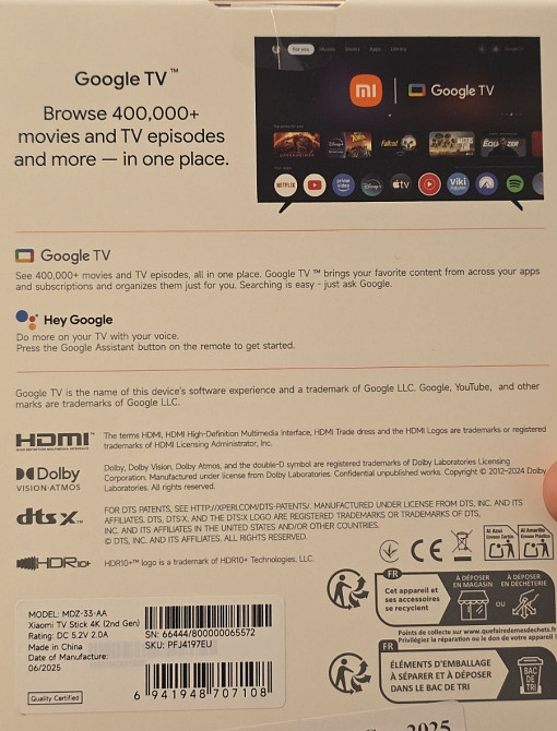 Новинка! 2025. Xiaomi Mi TV Stick 4K (2nd Gen) (MDZ-33-AA) Харків - фото 1