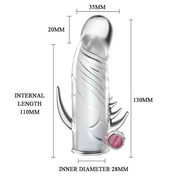 Насадка на член - Penis Sleeve With Vibration, 13 см Sex Aura Київ
