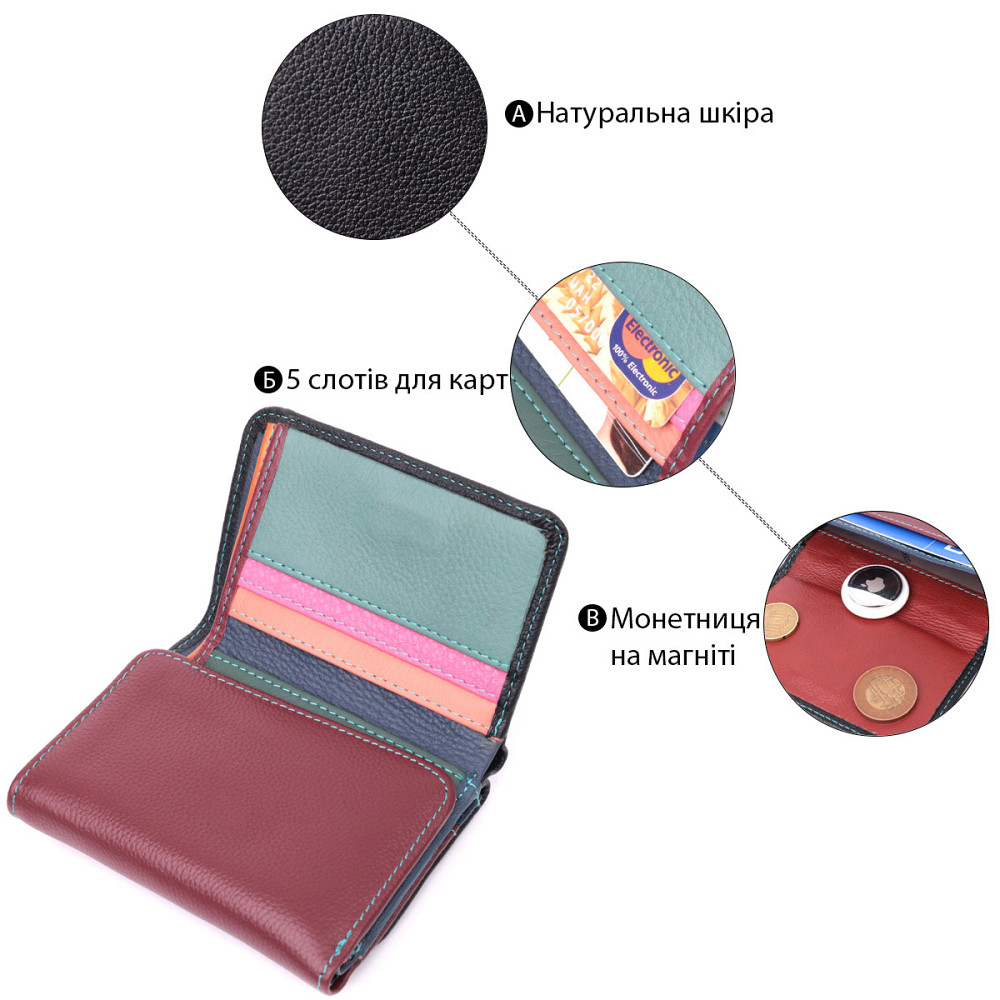 Удобный кошелек для девушек из натуральной кожи ST Leather 22497 Разноцветный Киев - изображение 7