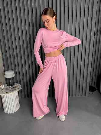Женский базовый повседневный костюм из легкой вискозы Розовый Одесса
