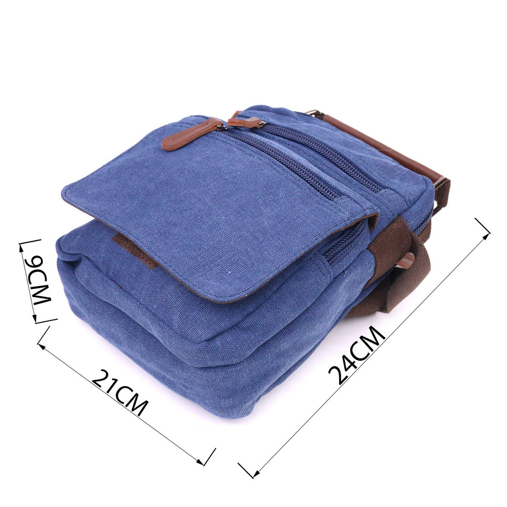 Відмінна чоловіча сумка із щільного текстилю Синя (Vintage) Київ - фото 7