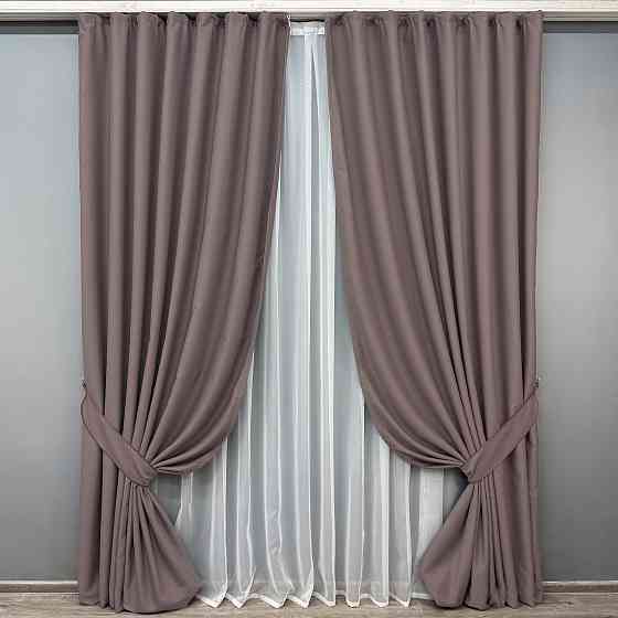 Комплект готових штор VR-Textil Блекаут Midnight № 1233ш Бурий 200х290 см 2 шт (32-298) Київ