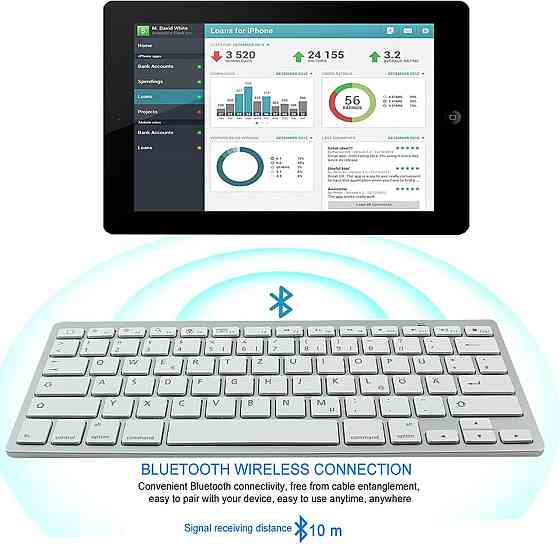 Бездротова Bluetooth клавіатура SRAYG, 78 клавіш, срібна, QWERTZ, для ноутбука, планшета, iOS Androi Київ
