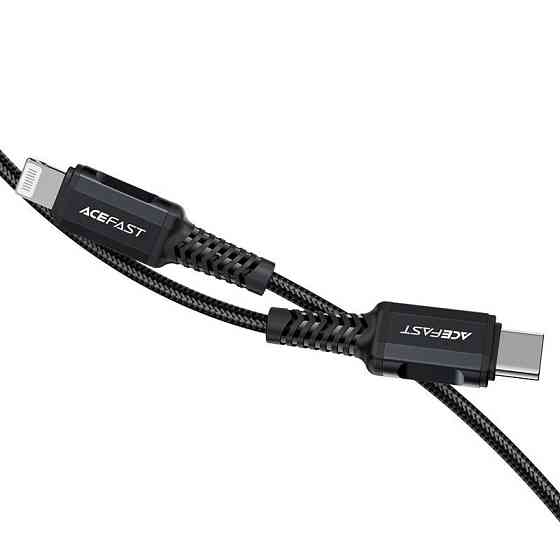 Кабель ACEFAST C4-01 Type-C to iP 3A, 30W, 1.8m, nylon, zinc connectors, Black Киев