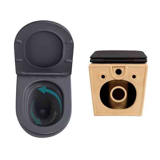 Комплект Qtap Robin Anthracite 3 в 1: унитаз подвесной Ultra Quiet + биде подвесное + раковина накладная QTROBAN49157 Киев