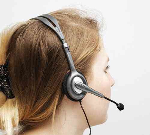 Провідна стереогарнітура Logitech з мікрофоном, навушники з регульованим наголов'ям, 3,5 мм для ПК і ноутбука, легкі для роботи Київ