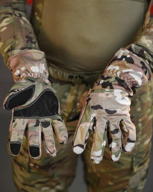 Перчатки тактичкучі чоловічі софтшов на хутрі мультикам Одеса - фото 3