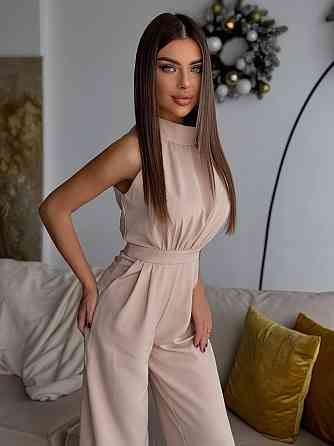 Женский стильный классический комбинезон Плотная качественная костюмка Бежевий, 46/48 Одесса