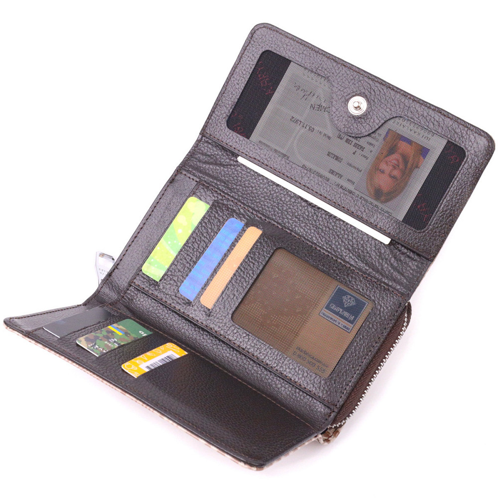 Чудовий жіночий портмоне з лакованої фактурної шкіри KARYA 21430 Бежевий Київ - фото 5