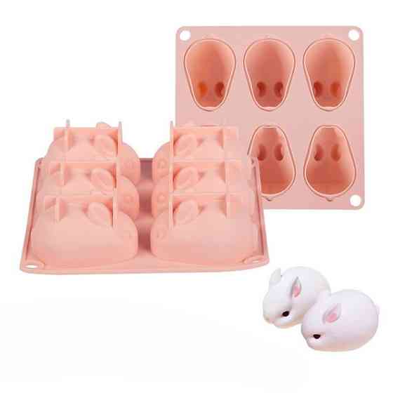 Силіконова форма Кролик 3D пасхальний молд зайчики універсальна форма для декору та виробів Київ