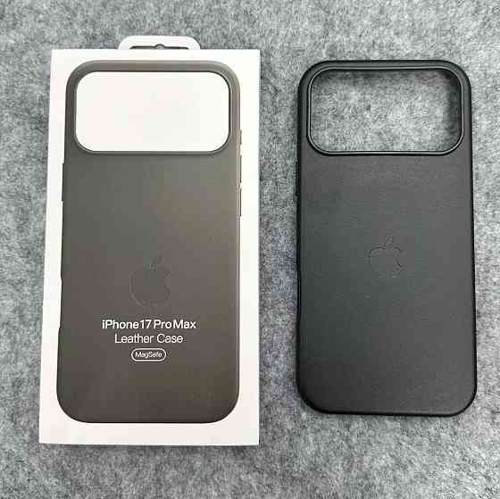 Iphone 17 Pro Max Кожаный чехол Магсейф (черный) Одесса