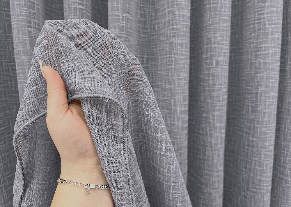 Тюль VR-Textil 1979т Лен однотонный Серый 400х270 см 42-1038) Киев - изображение 4