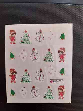 Новогодние наклейки на ногти с блестками - размер стикера 6*5см, инсрукция есть в описании товара Киев