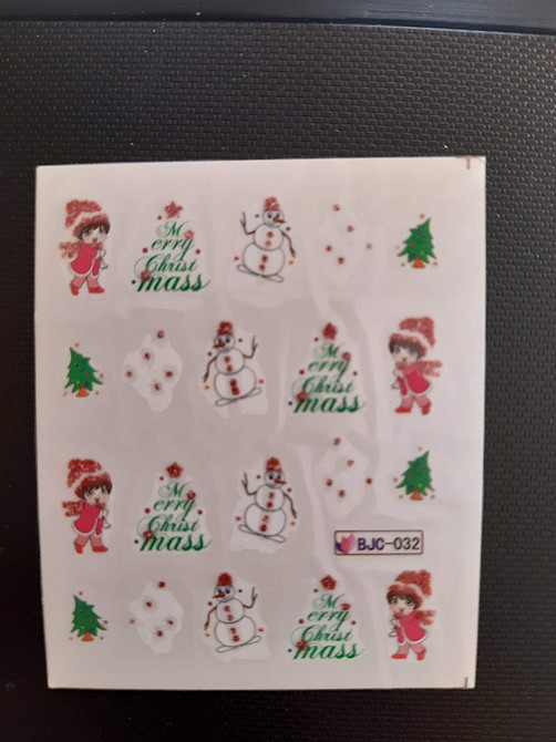 Новогодние наклейки на ногти с блестками - размер стикера 6*5см, инсрукция есть в описании товара Киев - изображение 2