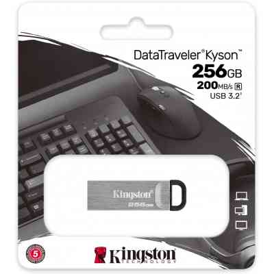 USB флеш накопичувач Kingston 256GB DT Kyson Silver/Black USB 3.2 (DTKN/256GB) Вінниця