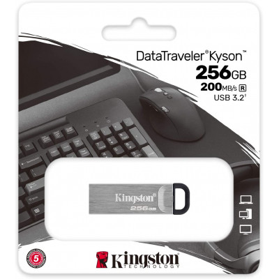 USB флеш накопитель Kingston 256GB DT Kyson Silver/Black USB 3.2 (DTKN/256GB) Винница - изображение 4