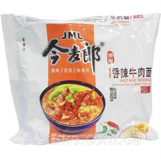 Китайська локшина рамен швидкого приготування яловичина остр. JML INSTANT NOODLE 109г Харків