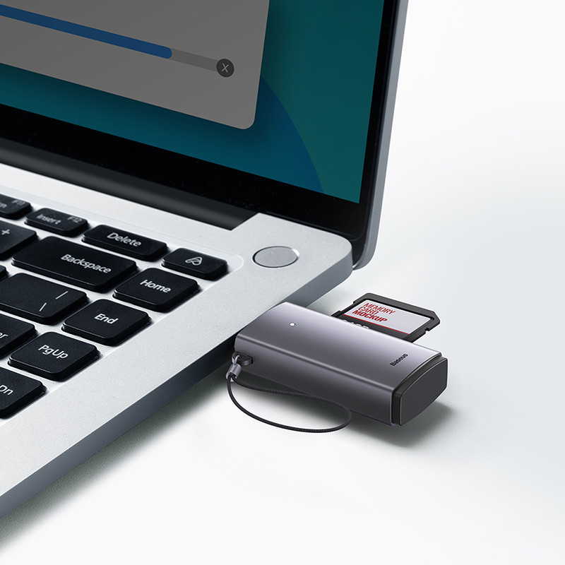 Кардрідер Baseus Lite Series USB-A to SD / TF Card Reader Grey Одеса - фото 8