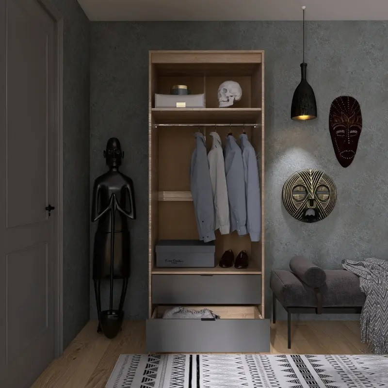 Шафа для одягу з висувними шухлядами Еверест Сіті-800 80,2х50х204,6 см Дуб сонома/Графіт (DTM-071142) Львів - фото 3