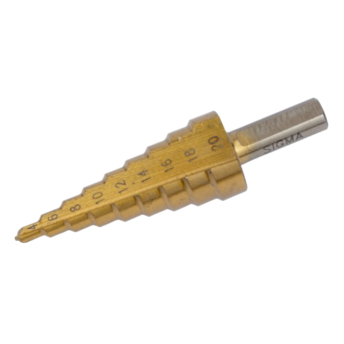 Сверло по металлу d4-20мм HSS-TIN титан ступенчатое прямая канавка шаг 2мм SIGMA Житомир