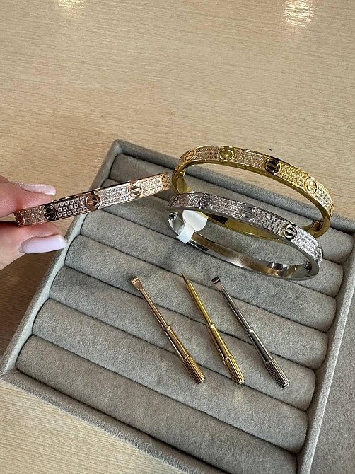 Браслет Cartier з викруткою в дрібним цирконієм лимонний, рожевий або срібло / Cartier браслет викрутка Одеса - фото 4
