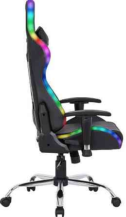 Геймерське крісло Defender Ultimate поліуританове з RGB підсвічуванням (Чорне) Вінниця