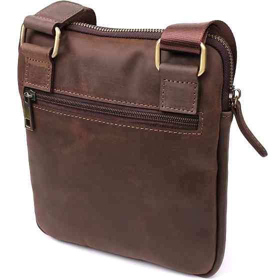 Практична сумка для чоловіків на плече з натуральної вінтажної шкіри Shvigel 23149 Коричневий Київ