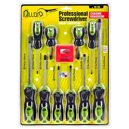 Набір викруток хрест та шліц, 10 предм Alloid Одеса
