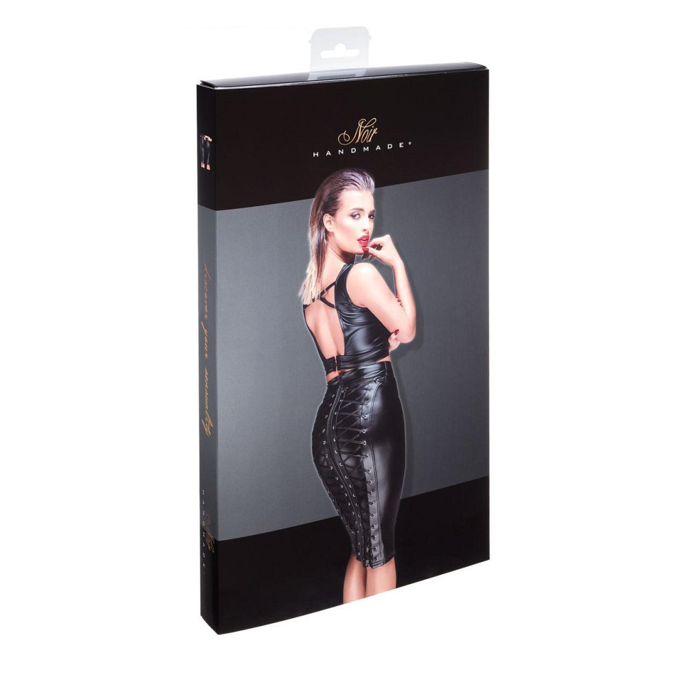 (SALE) Спідниця-олівець зі шнурівкою Noir Handmade F152 Powerwetlook pencil skirt, S, з мокрим ефектом Sex Aura Київ - фото 5