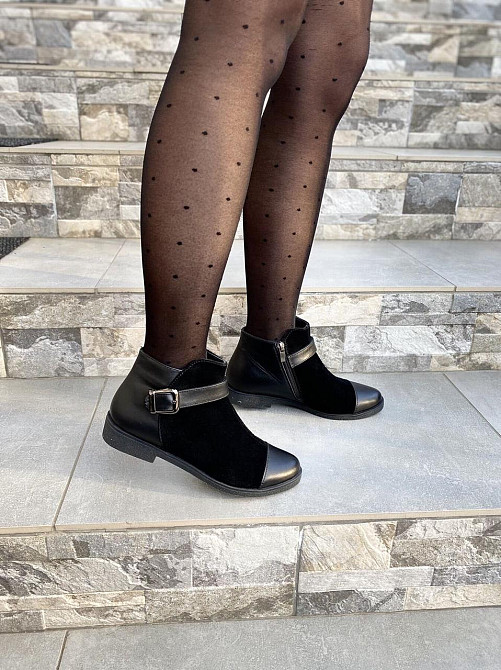 Черевики жіночі 218 чорні шкіра+замша натуральна 37р. (1204) Коломыя - изображение 7