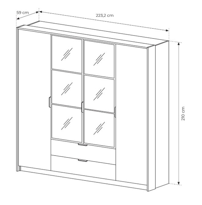 Шафа для одягу Perfect Home Мілтон / Milton 4-дверна з дзеркалом 4D2S/220 Каштан/антрацит (PFH-091085) Дніпро - фото 6