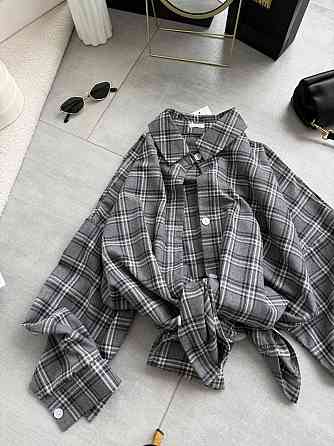 Женская трендовая оверсайз рубашка в клетку костюмный тиар Одесса