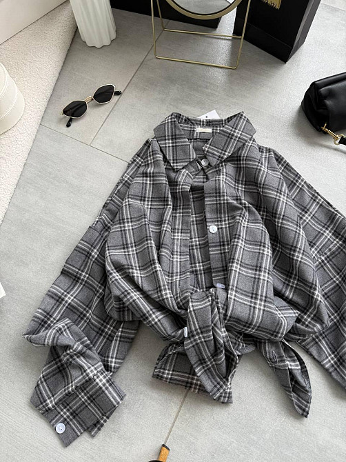 Женская трендовая оверсайз рубашка в клетку костюмный тиар Одесса - изображение 3